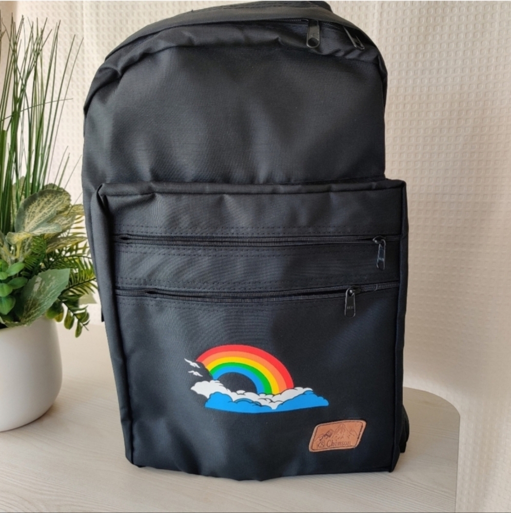 Vintage Chenson Nylon Black Rainbow Backpack